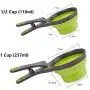 CatYou Pet Food Scoops Measuring Cup for Dog Cat Food Water, Set of 2 (1 Cup & 1/2 Cup Capacity), 3 in 1 Multi-Function Pet Collapsible Silicon Scoop Bowls Bag Clip