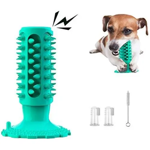Erichome Dog Toothbrush Chew Toys - Puppy Dog Teeth Cleaning Stick - Natural Rubber Dental Toothbrush Toys for Dog,2PC with Finger Toothbrush Erichome Dog Toothbrush Chew Toys - Puppy Dog Teeth Cleaning Stick - Natural Rubber Dental Toothbrush Toys for Dog,2PC with Finger Toothbrush