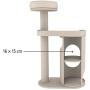 Royal Pet Club Falco 2-Story Cat Condo with Scratching Post, Two Platforms, Light Gray/Light Brown (44416), 117 cm