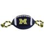 Pets First NCAA Michigan Wolverines Football Dog Toy, Tough Quality Nylon Materials, Strong Pull Ropes, Inner Squeaker, Collegiate Team Color