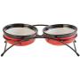 Royal Pet Club Eat On Feet Ceramic Cat Bowl Set (2 × 10 fl. oz) (Red/Black/Cream)