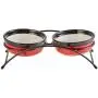 Royal Pet Club Eat On Feet Ceramic Cat Bowl Set (2 × 10 fl. oz) (Red/Black/Cream)