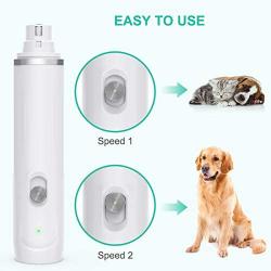 oneisall Dog Nail Grinder - Quiet 2 Speed USB Rechargeable Pet Nail Trimmer Paws Grooming & Smoothing for Small Medium Dogs & Cats - White