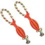 XIHONGSHIR Cotton Ball Toys, Rugby, Dog Toy Ball on Rope, Environmental Soft Rubber Non Toxic, Dog Tooth Cleaning Toy Balls, Catch and Fetch Pet Toy, 2Pcs (Blue),Red