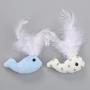 ocijf179 Pet Toy Cat Chew Toy Super Soft Plush Whale Shape Interactive Entertainment Pet Supply - Blue