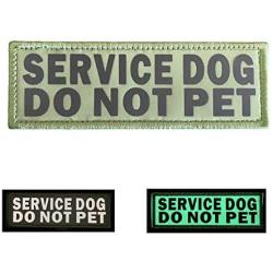 jujupups Glow in Dark and Reflective Dog Patches， Service Dog ，in Training， do not Pet， Tags for Hook and Loop Patches Vests and Harnesses (Service Dog DO NOT PET, 6X2 inch)