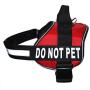 DO NOT PET Dog Vest Harness with Removable Patches and Reflective Trim. Comes with 2 DO NOT PET Reflective Removable Patches. Please Measure Dogs Girth Before Purchase