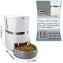 HoneyGuaridan Automatic Pet Feeder, Dogs, Cats, Rabbit & Small Animals Food Dispenser with Stainless Steel Pet Food Bowl, Portion Control and Voice Recording - Batteries and Power Adapter Support
