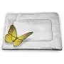 Yellow Pet Bed Diagonal Swirling Ornate Victorian Damask Patterns on Retro Background Graphic Design Waterproof and Warm Pet Mattress Yellow