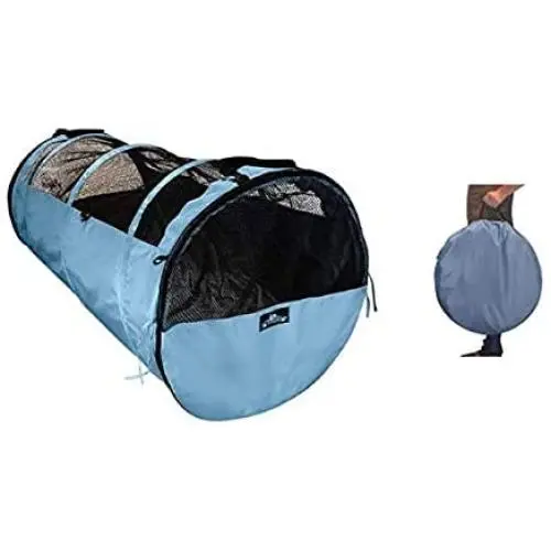 HandinHandCreations Pet Tube Soft Car Crate Large Kennel The Safe Dog and Cat Travel Mobile Home Pet Limo with Seat Belts and Storage Bag 47Lx24H Grey Color HandinHandCreations Pet Tube Soft Car Crate Large Kennel The Safe Dog and Cat Travel Mobile Home Pet Limo with Seat Belts and Storage Bag 47Lx24H Grey Color