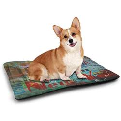 DayDayFun New York Pet Food Mat Aerial Night View of NYC with Dusk Sky Cloudy Sunset in City Fashion Capital Art Photo Insulated Self-Heating Pet Mat Blue