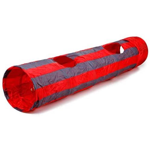 Duckart Foldable Cat Tunnel, Kitten 2 Holes Play Tubes with Ball Pet Toy