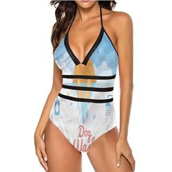 Two Piece Sexy Swimsuit Dog Silhouette Great for Trip to Hawaii