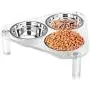 NIUBEE Raised Cat Dog Bowls, Clear Acrylic Elevated Pet Feeder with Dishes for Food and Water NIUBEE Raised Cat Dog Bowls, Clear Acrylic Elevated Pet Feeder with Dishes for Food and Water