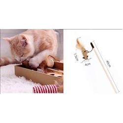 Meows Cat Toy 7-Piece Set Toys Kitten Toys Assortments Pets Feather Cat Wand Toys Set Cat Feather Toys Fish Fluffy Mouse Mice Balls and Bells Toys for Cat Puppy Kitty