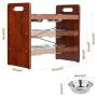 Pet Bowls for Cats and Dogs, Raised 3 Adjustable Wooden Elevated Feeder Stand with 2 Stainless Steel Bowls and Waterproof pad
