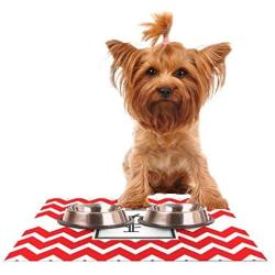 KESS InHouse Kess Original Monogram Chevron Red Letter P Feeding Mat for Pet Bowl, 18 by 13-Inch