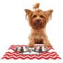 KESS InHouse Kess Original Monogram Chevron Red Letter P Feeding Mat for Pet Bowl, 18 by 13-Inch