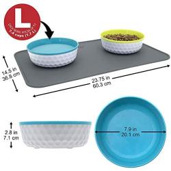 SPORT PET Pet Food Bowls & Mat Kit - Pet Bowl for Dogs Cats & Pets,Slow Feed Marble Bowl