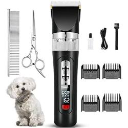 JOEJOY Dog Clippers, USB Rechargeable Cordless Dog Grooming Kit 3-Speed Low Noise Electric 33 Teeth Blade Pet Hair Shears Trimmers Shaver Professional for Dogs and Cats with Thick & Heavy Coats