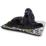 DayDayFun Cars Custom Pet Mat Christmas Themed Hand Drawn Cars with Santa Hats and Presents on Winter Holiday Pet Mats for Food and Water Lime Green Grey