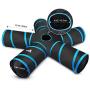 Pawaboo Cat Toys, Cat Tunnel Tube 5 Way Tunnels Extensible Collapsible Cat Play Tent Interactive Toy Maze Cat House with Balls and Bells for Cat Kitten Kitty Rabbit Small Animal, Black & Light Blue