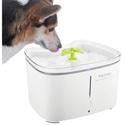 Petmii Pet Fountain, 88oz/2.6L Automatic Cat Water Fountain Dog Water Dispenser with 2 Replacement Filters for Cats, Dogs, Birds and Small Animals