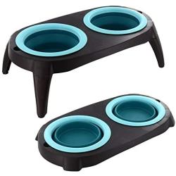 Livelynine Double Raise Dog Feeder Collapsible Dog Bowl