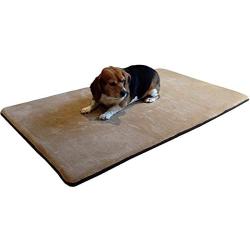 Dogbed4less Premium Gel-Infused Memory Foam Pet Mat with Velour Fleece Topper for Medium to Extra Large Dogs - Anti-Slip Waterproof Bottom