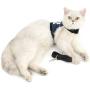 SMALLLEE_LUCKY_STORE Police Print Soft Mesh Denim Cat Harness and Leash Set for Walking Escape Proof Adjustable No Pull Choke Boy Small Puppies Kitten Rabbit Dog Harness Vest, Dark Blue