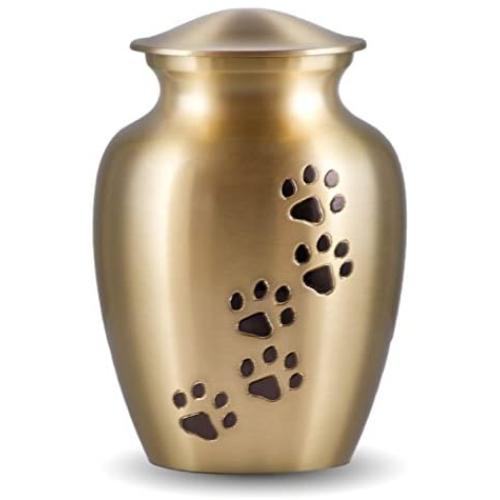 Best Friend Services Pet Urn - Ottillie Paws Memorial Pet Cremation Urns for Dogs and Cats Ashes Hand Carved Brass Memory Keepsake Urn