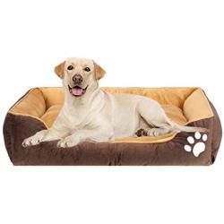 Pet Bed 32/24/7.2 Inches Orthopedic Memory Foam Dog Bed, Ideal for Small/Medium Pets, Rectangle Washable Pet Sofa Bed with Firm Breathable Cotton, Dogs, Cats, Deep Sleeping Orthopedic Bed(Brown/Black)