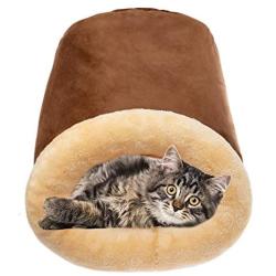 FLYSTAR Cat Bed Cave - Soft Covered Cat Bed for Indoor, Faux Suede Self Warming Cat Hideaway House Hole, Sleeping Cushion Bed for Small, Medium, Large Cats (Clearance Washable)