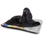 Nomorer Pet Mat Bed Silver for Food and Water for Wood Floors Technology Structure with Wavy Stripe and Checkered Motif Industrial Grid Print Charcoal Grey
