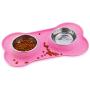 Super Design Stainless Steel Water Food Bowls in Non-Skid & No Spill Silicone Mat,for Small Dogs or Cats, Small, Pink