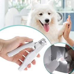 Pureworthy Dog Cat Nail Clippers led Light Pet Scissors Hidden File Collector to Avoid Over Cutting with Sharp Blades USB Charging