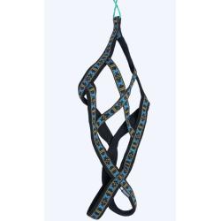 Weight Pulling Sledding Dog Harness X-Back Style Black/Blue XLarge, 22.5'' Neck Circumference.