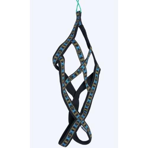 Weight Pulling Sledding Dog Harness X-Back Style Black/Blue XLarge, 22.5'' Neck Circumference.