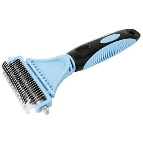 HOP Home of Paws 2 Sided Pet Grooming & Deshedding Brush Undercoat Rake for Cats & Dogs Safe Dematting Comb for Mats Tangles Removing HOP Home of Paws 2 Sided Pet Grooming & Deshedding Brush Undercoat Rake for Cats & Dogs Safe Dematting Comb for Mats Tangles Removing