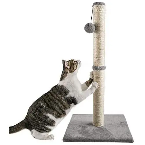 Qucey 32 Inches Tall Cat Scratching Post, Claw Scratcher with Sisal Rope Include a Cat Interactive Plush Ball Toy Qucey 32 Inches Tall Cat Scratching Post, Claw Scratcher with Sisal Rope Include a Cat Interactive Plush Ball Toy