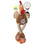 goDog Checkers Skinny Rooster With Chew Guard Technology Tough Plush Dog Toy,Brown, Large
