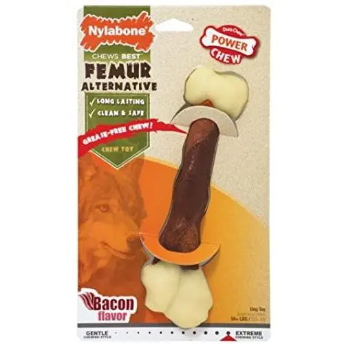 Nylabone Femur Bone Rawhide Alternative Power Chew Durable Dog Toy Bacon Flavor Large/Giant - Up to 50 lbs. Nylabone Femur Bone Rawhide Alternative Power Chew Durable Dog Toy Bacon Flavor Large/Giant - Up to 50 lbs.