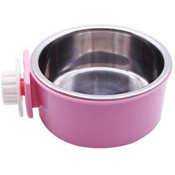 UNIEVE Crate Dog Bowl,Removable Stainless Steel Hanging Pet Cage Bowl,2 in 1 Plastic Bowl&Stainless Steel Removable Hanging Food Water,for Dogs,Cats,Birds,Cats and etc.