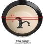 PetRageous 10184 Pooch Basics Stoneware Dog Water Bowl with 2-Cup Capacity 6-Inch Diameter 2.5-Inch Tall for Small and Medium Dogs and Cats, Black and Natural