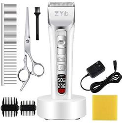 ZYD Dog Grooming Clippers, Dog Hair Clippers 7000rpm/55ddb/2600mah Professional Dog Hair Trimmer with Comb Scissors for Small Middle Large Dog Cat Pets