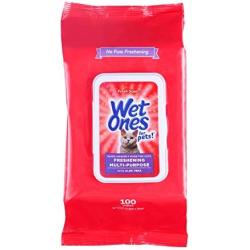 Wet Ones for Pets Freshening Multipurpose Wipes for Cats with Aloe Vera | Easy to Use Cat Cleaning Wipes, Freshening Cat Grooming Wipes for Pet Grooming in Fresh Scent| 100 ct Pouch Cat Wipes