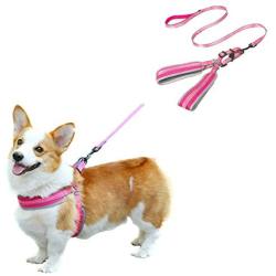 Easy Walking Dog Harness No Pull Reflective Padded Dog Training Harnesses with Leash Step in Escape Proof Adjustable Heavy Duty Puppy Vest Strap Lead Set for Small, Medium and Large Dogs,Rose Red S