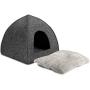 Hollypet Felt Pet Bed, Cat Tent Cave for Kittens and Small Dogs, 16 x 16 x 17 inches Triangle Feline House Hut with Washable Cushion for Indoor Outdoor