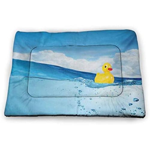 DayDayFun Rowan Patterned Pet Pad Watercolor Painting Style Cute Wild Bird on Branch with Berries Artwork Pet Mats for Food and Water Earth Yellow Red Black