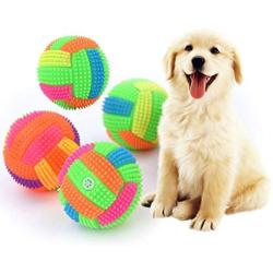 Pet Dog Chew Toys Teeth Cleaning Toy Balls Durable Dog Treat Balls Pet Ball for Small Dogs Funny Interactive Balls Elastic Flash Light Squeaky Spike Ball Molar Plastic Entertained Toy 1PC